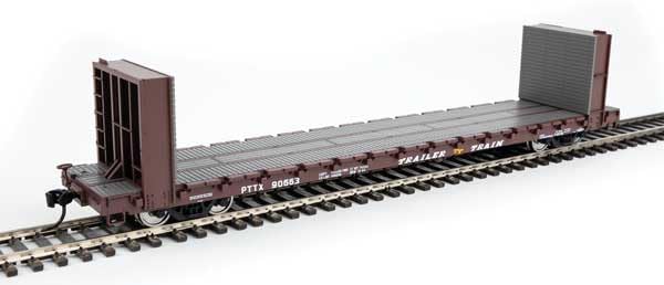 Walthers Mainline 910-5876 HO Scale 60' Pullman-Standard Bulkhead Flatcar (48' IL) - Ready to Run - Trailer Train #90663 (Brown)