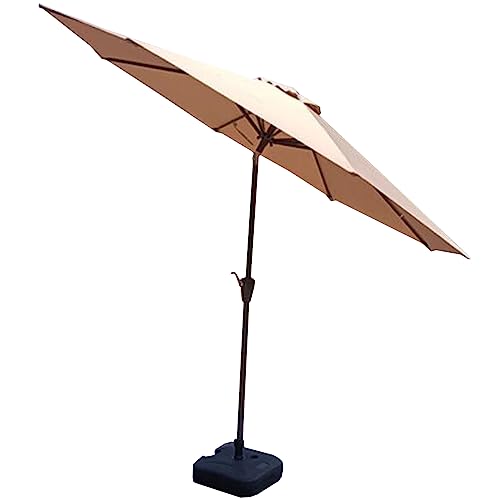 Parasol de jardin Parapluie de patio à long manche parapluie de patio à tête secouable parapluie de patio à colonne de fer avec base de réservoir 9 pieds 8 nervures manivelle ouverte Base remplissable