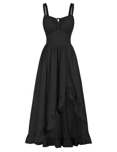 Scarlet Darkness Renaissance-Kleid für Damen, Sommer, ärmellos, Korsett, Sommerkleid mit Taschen, Schwarz, X-Groß