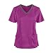 Briskorry Tunique à enfiler pour femme - Couleur unie - Avec poches - Manches courtes - Uniformes - Grande taille - Vêtement de travail - Pour infirmière