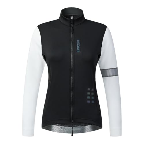 SMTSEC Casaco de ciclismo para mulher casaco térmico de inverno casaco correr impermeável casaco Softshell casacos refletores quebra-ventos para ciclismo correr caminhar, Black-M