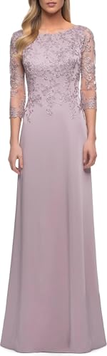 Women's Mother of The Bride Dresses with Sleeve Long Chiffon Lace Formal Wedding Evening Gowns4