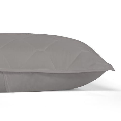 Image of ROYALE LINENS Twin Size 2 pc Quilt Set - Soft Lightweight 100% Microfiber Quilted Set - Solid Bedspread - Quilted Blanket Thin Comforter - Bedding Coverlets for All Seasons (Grey, 1 Quilt- 1 Sham)