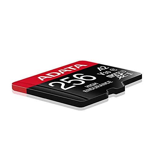 Image of ADATA 256GB High Endurance microSDXC Memory Card - UHS-I U3 V30 A2 Class 10 - Up to 100MB /s Read Speed - Ideal for Dash Cams, Surveillance, and 4K Video (AUSDX256GUI3V30SHA2-RA1)