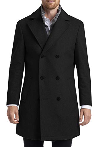 Chaps Men's Regular Classic Double-Breasted Coat, Black, 44R