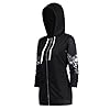 Women Causal Zipper Hoodie Skull Wings Print Hooded Jacket Coat Loose Sweatshirt Plus Size - black - S #3