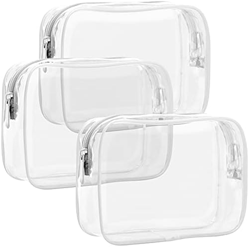 F-color TSA Approved Toiletry Bag 5 Pack Clear Toiletry Bags - Quart Size Travel Bag, Clear Cosmetic Makeup Bags for Women Men, Carry on Airport Airline Compliant Bag, 5 Colors