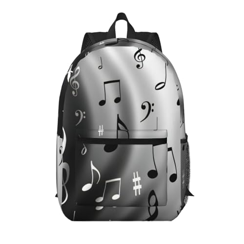 Sac à dos d'école léger EdWal Noir avec imprimé notes de musique pour homme et femme