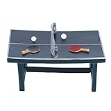 Agatige Puppenhaus Tischtennisschläger, 1:12 Miniaturhaus Sport Ping Pong Set Mini Haus Dekoration Zubehör für Zuhause für Puppenladen