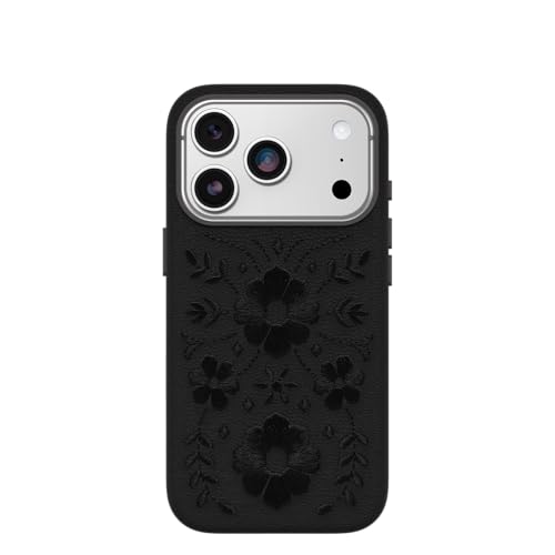 OtterBox iPhone 17 Symmetry Series Cactus Leather Case - Ink Blossom - Black - Textured, Floral Embroidered iPhone Case by OtterBox - Used condition - US$39.81