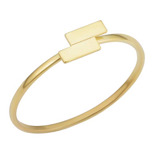 KoolJewelry 14k Yellow Gold Minimalist Double Bar Ring (size 8)