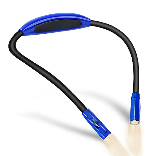 Vekkia Lightweight Neck Reading Light - 3 Colors, 9 Brightness. Rechargeable, Hands - Free, Portable. for Bed Reading, Knitting, Sewing, Crafting. Appeals to Repair & Craft Fans