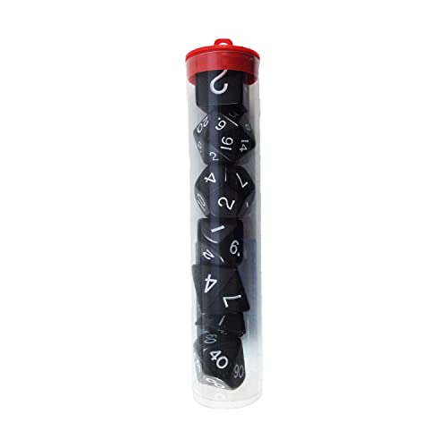Dés RPG géants de table avec le set de 7 dés polyédriques opaques noir et blanc