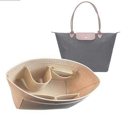 Anyhot Fieltro Organizador-para bolso organizador los pliage grande -beige-L