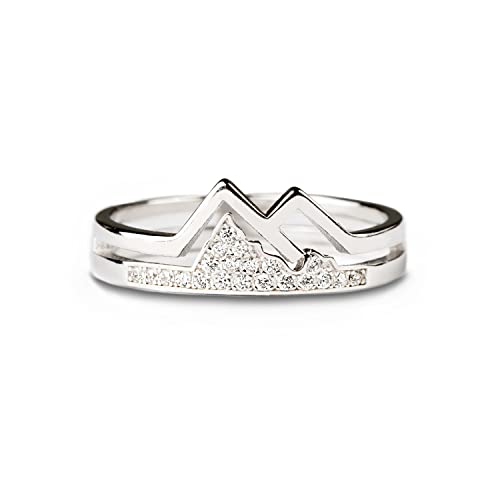 STORYJEWELLERY Mountain Ring, Western Rings for Women, Faith Ring, Silver Statement Rings, Inspirational Gifts for Women