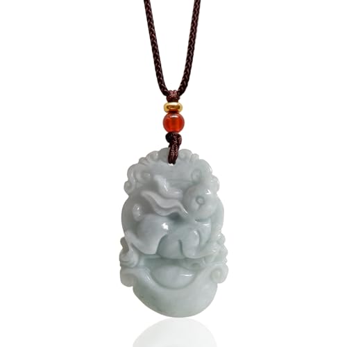 MrJade Rabbit jade pendant necklace Lunar Year of the Rabbit amulet Handmade jade rabbit statue