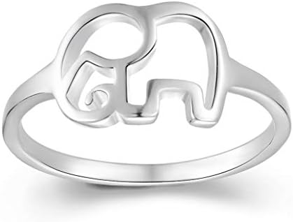 ELBLUVF 925 Sterling Silver Elephant Animal Lucky Ring Jewelry Bridesmaid Gift Favor (8)
