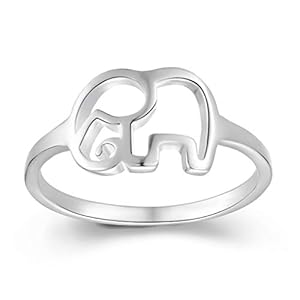 ELBLUVF 925 Sterling Silver Elephant Animal Lucky Ring Jewelry Bridesmaid Gift Favor (6.5)