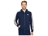 adidas Men's Essentials 3-Stripe Full Zip Fleece Hoodie, Collegiate Navy/White, XX-Large