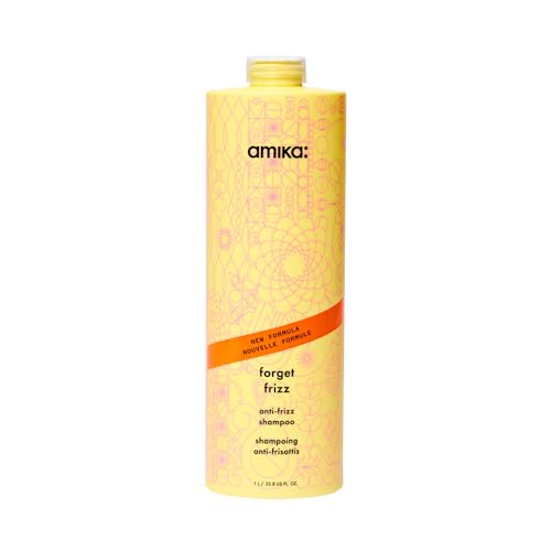 amika forget frizz anti-frizz shampoo 1000ml | smoothing humidity protection up to 72 hour frizz control + lightweight hydration for medium to thick coarse hair types 2a-4c