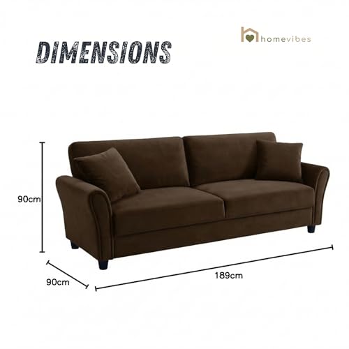 Image of 3 Seater lceola Premium Fabric Sofa |Stylish and Comfortable Living Room Furniture| Heavy Quality Sofa and Builtin| Throne of Comfort (Dark Brown, 3 Seater)