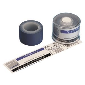 6 x Blue Visually Detectable Catering PVC Washproof/Strapping Tape 2.5cm x 5m
