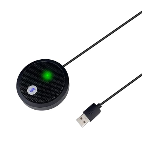 Fyvadio Microphone USB, Microphone de Bureau, Bouton de Mise en Sourdine avec Indicateur LED, Réduction du Bruit, MIC Omnidirectionnels à Condensateur pour PC Portable ou Vidéoconférence, Plug & Play