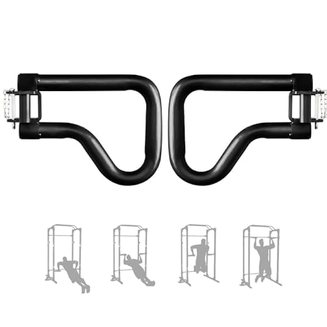 Yes4All 500 LBS Capacity - Dip Bars for 2x2 with 1 Hole Power Cage, Squat Rack Attachments - Multi-Grip Handles Dip Attachment for Dips, Pull Up, Push-up