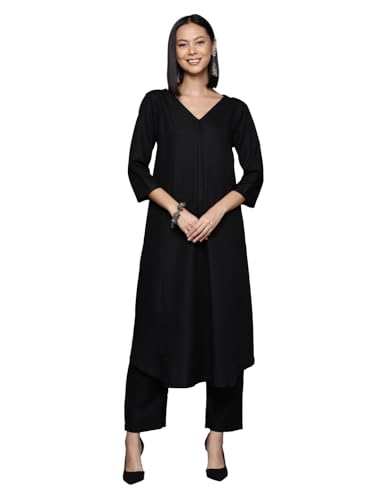 Varanga Kurta pour femme ligne A noir pour sublimer la silhouette avec bas