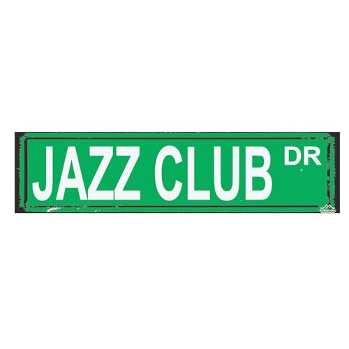 Jazz Club Sign - Rustic Metal Wall Decor for Music Rooms, 16x4 Inch Vintage Style Musician Gift, Jazz Lover Home Decor
