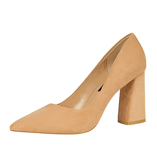 Genérico 2026 Tacones con Punta Cerrada para Mujer Tacones Cerrados Punta Redonda Chunky Block Pumps Zapatos