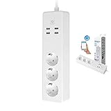 LedBrico 033689 - Regleta Inteligente Wifi con 3 tomas y 4 Puertos USB MULTIENCHUFE