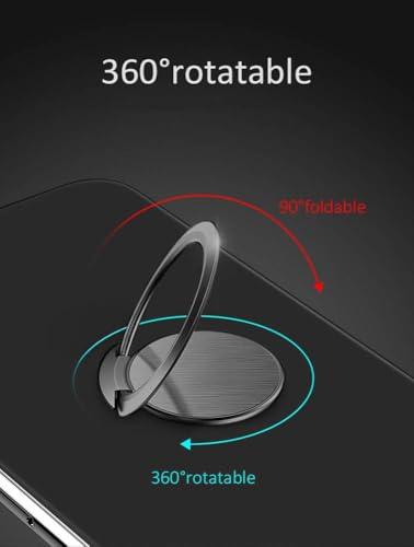 World's Slimmest Phone Ring Holder, Attom Tech Tomorotec Ultra Thin Cell Phone Ring Stand for Magnetic Car Mount Hook Compatible for iPhone Samsung Smartphone Accessories (Black)