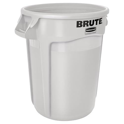 Rubbermaid Commercial Products Brute 32G Vented Trash Container, Black, for Restaurants/Landscapers/Construction Sites/Back of House/Offices/Warehouses/Commercial Environments, Pack of 6