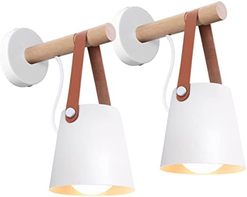 2 Applique Da Parete Esterne E27 - Stile Industriale In Metallo E Legno, Bianco (Senza Lampadine) - Foto 4