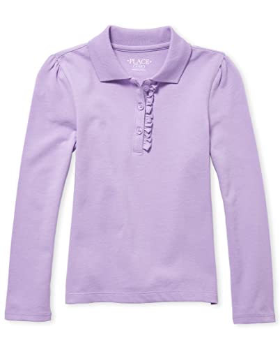 Image of The Children's Place Girls' Uniform Long Sleeve Ruffle Pique Polo