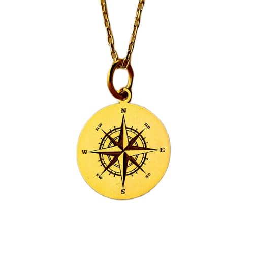 Dije de brújula de plata de ley 925 de 24 mm cadena 45 cm joya de viajero colgante LKBEADS L_01162
