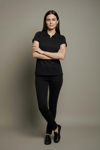 Image of BEAR THREAD Women's Plain Polo T-Shirt | Classic Collared Half Sleeve Top | Soft Breathable Lightweight Fabric | Solid Casual Summer Polo Tee