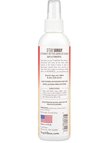 TropiClean Stay Away Abschreckungsspray - Alkoholfrei - Sicher für Wunden, Möbel und Pflanzen - Extrem bitter, 236 ml