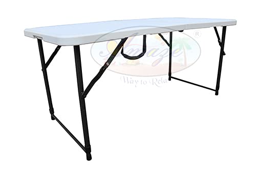 Image of AMAZE (4' x 2', Variable Height Portable Foldable Table | Space Saving, Carry Like Bag, Multipurpose Folding Table for Study, Laptop, Dining, Camping & Outdoor Use- White