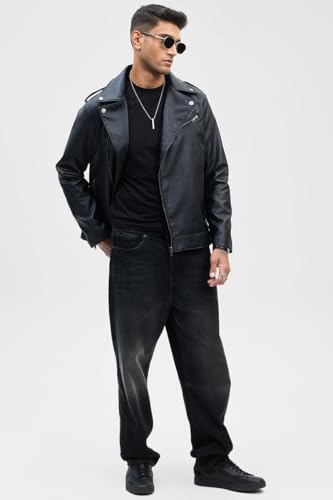 Image of SNITCH Black Zipper Faux Leather Jacket