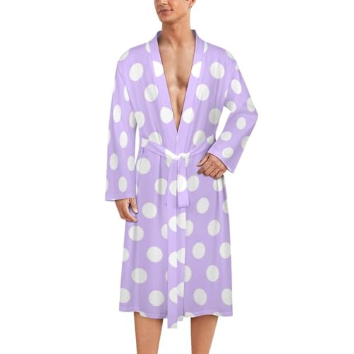 Kimono vêtement de nuit homme léger violet à pois contre la chaleur