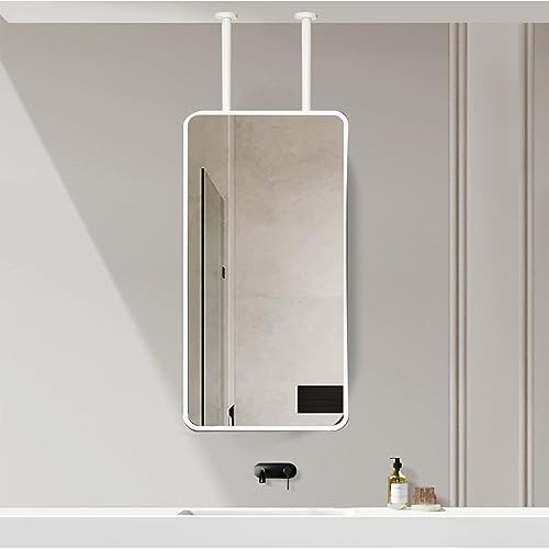 Miroir suspendu au plafond pour toilettes et salle de bain moderne blanc 40x70