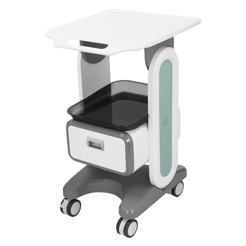 Chieacho Medical Salon Trolley Cart with 4 Wheels, Adjustable Waste Bin, and Large Storage Capacity for Beauty and Medical Tools