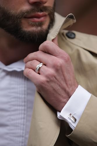 VAARYA GIA Certified 3/4 Ctw 14K White and Yellow Gold Natural Diamonds D-J Color VS1-I3 Clarity Wedding Band Mens Ring - Image 5