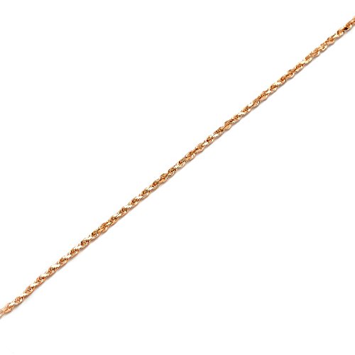 Floreo 10K Rose Pink Gold 2.5Mm Solid Diamond Cut Rope Chain Ankle Bracelet Anklet For Women And Girls, 7 Inch #TOP2
