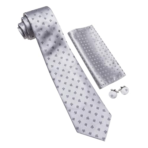 Image of Barry.Wang Man Tie Sets Skull Animal 63 inch Extra Long Necktie Silk Woven Handkerchief Cufflinks Festival Party Gift