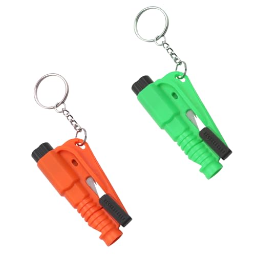2 Pcs 3-In-1 Rettungswerkzeug,Das Original Notfall-Schlüsselbund-Auto-Fluchtwerkzeug,Mit Fensterbrecher Und Gurtschneider,Gurtschneider Notfallhammer,Notfallhammer Auto Mit Gurtschneider,Für Pkw,Busse