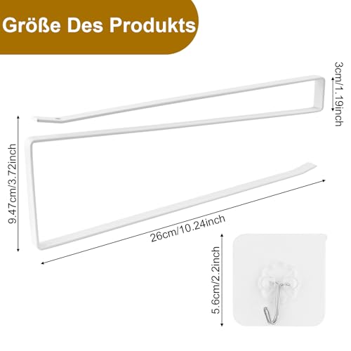 Soportes para Rollos de Papel de Cocina, portarrollos papel cocina, soporte papel cocina, Acero Inoxidable, con 2 Ganchos Transparentes, sin taladrar, para Cocina, baño, Almacenamiento - imagen 2