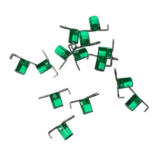 Pack of 10 Green-LED LED'S Standard, Green Cylindrical, Radial, Through Hole, Flat top, Standoff, Lens- Length 4.8mm/Width 6.7mm, 15.5mm Lens + Legs, RoHS